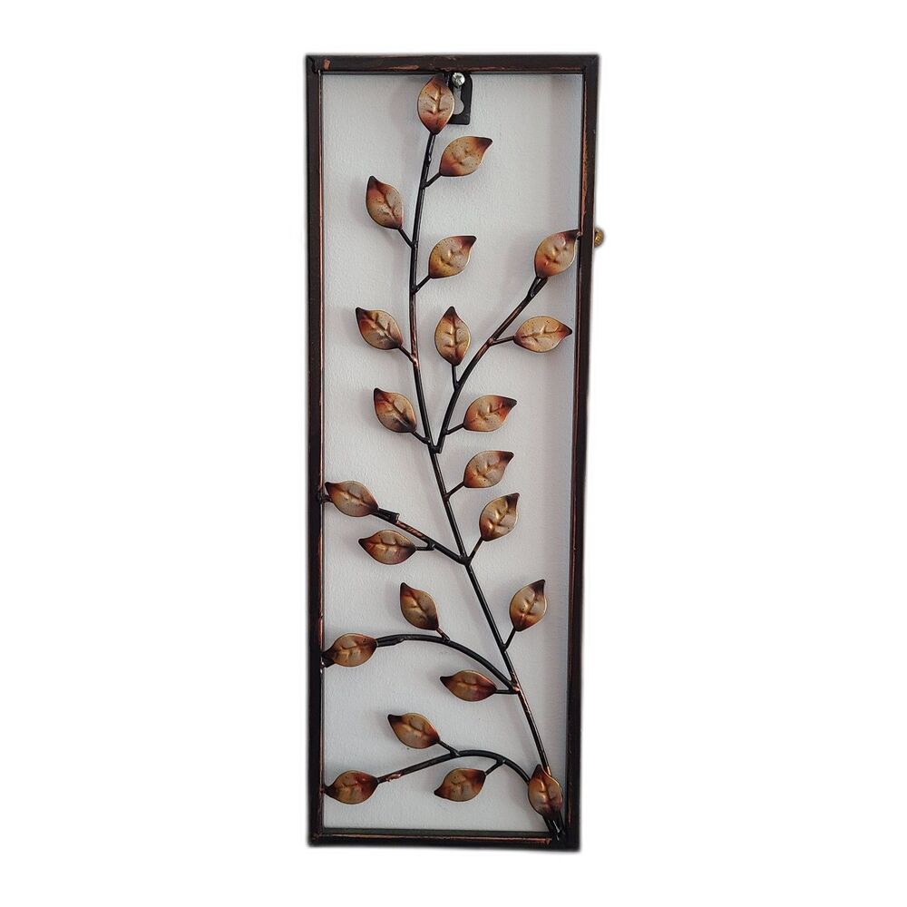 Vintage Metal Art Panel Wall Hanging Leaf And Branch Design Bronze And Gold Tone
